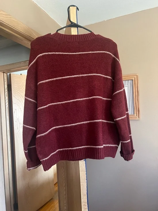 Workshop Republic Clothing Burgundy Striped Button-Up Cardigan - Picture 4 of 4